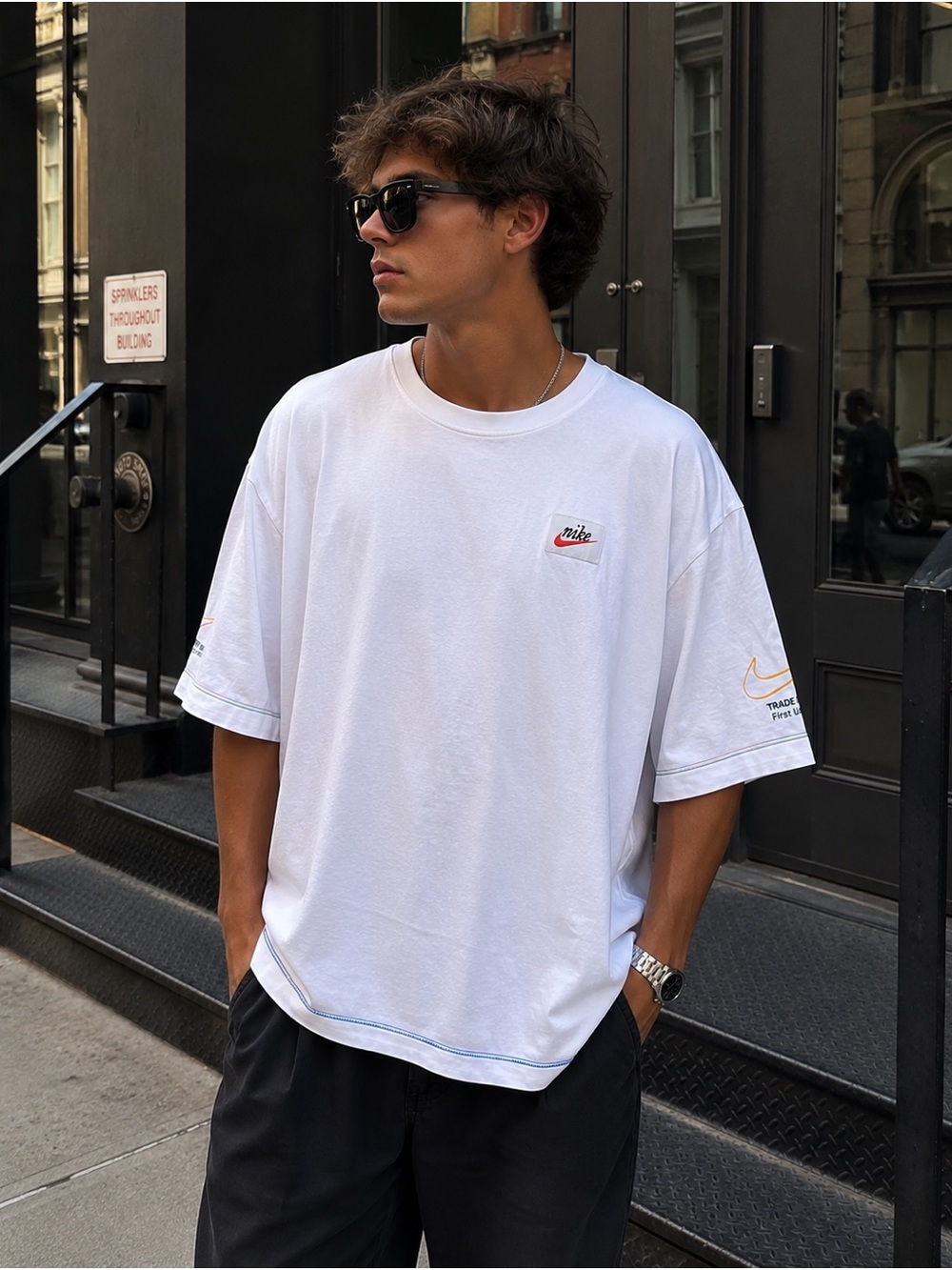 Nike Sportswear 3XL Oversized Heritage Logo Tee White Embroidered Swoosh Cotton